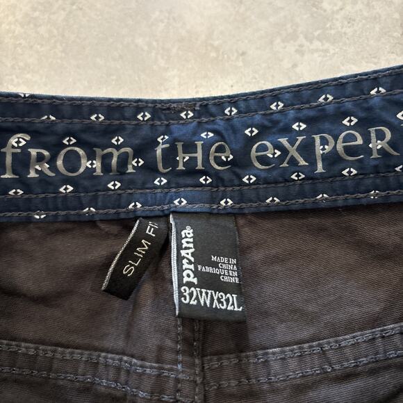 Prana Breathe Slim Fit Men Pants Hiking Outdoor Chino Performance Gray 32/32 - Picture 5 of 8